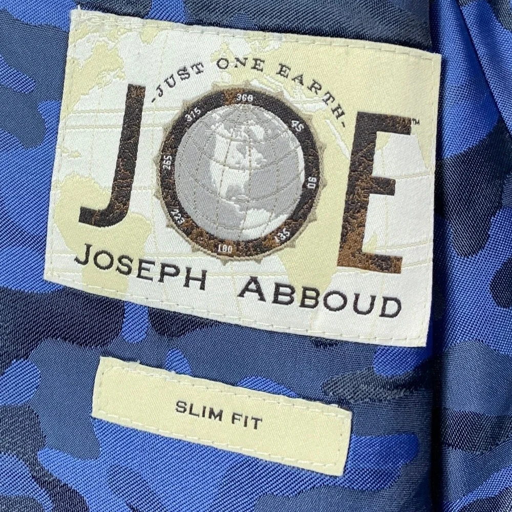 Joseph Abboud JOE Sport Coat Blazer 50L Blue Super 120s Wool Slim Fit 2 Button
